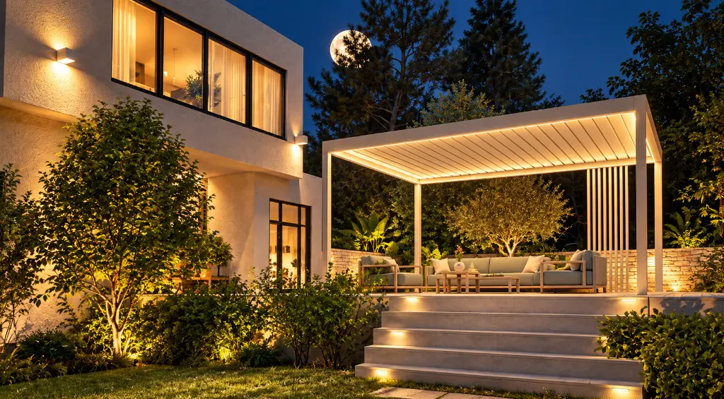 Pergola illuminata sotto la luna piena.webp