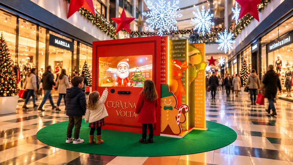 Bambini incantati dal Natale al centro commerciale.webp