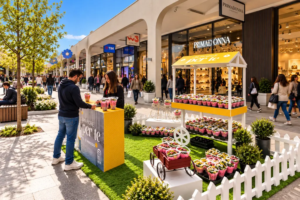 Promenade fiorita al centro commerciale.webp