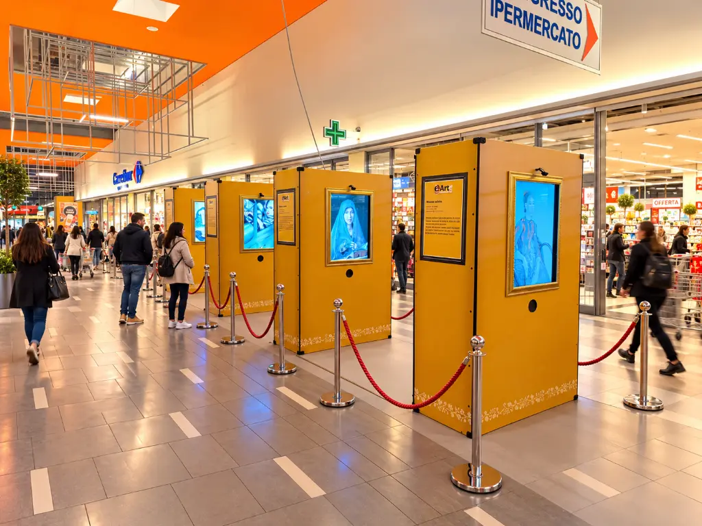 Mostra eArt nel corridoio dell’ipermercato.webp