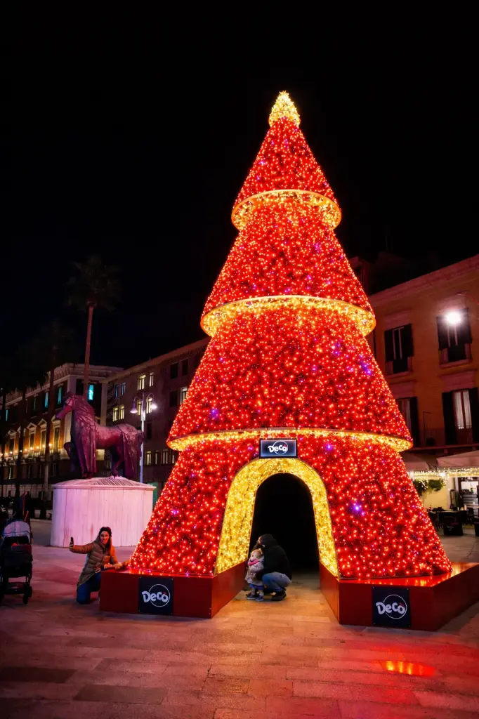 Albero Natalizio Luminoso  Rosso e Bianco Caldo con Tunnel