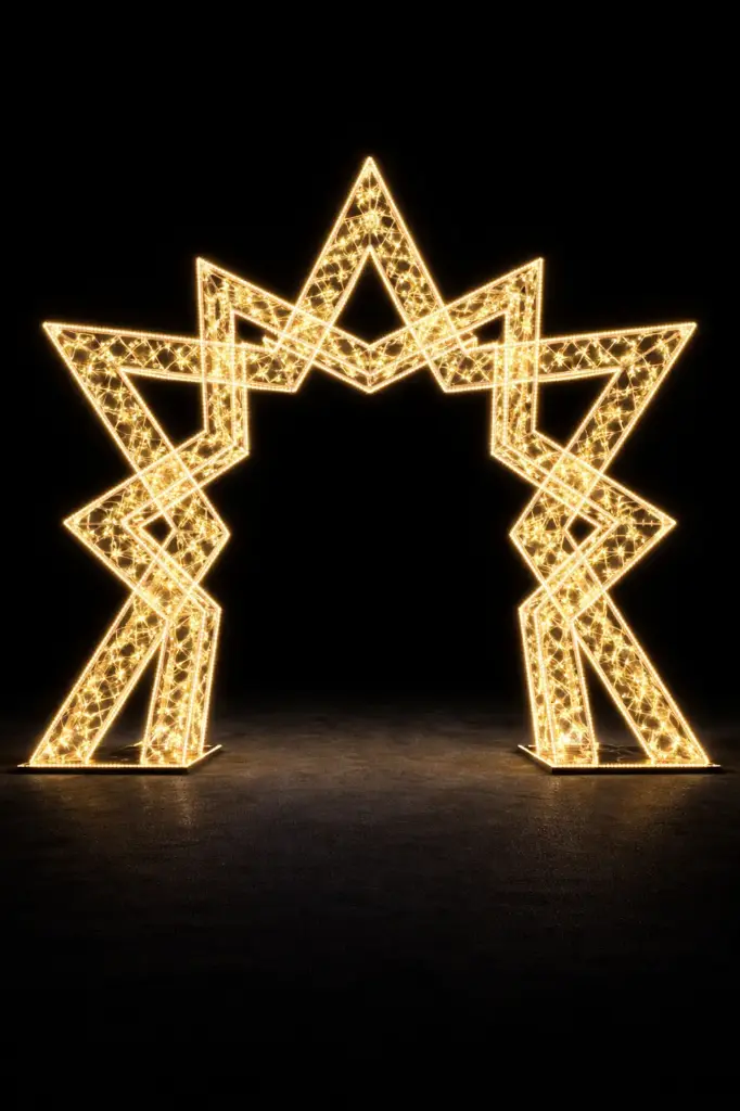 Portale Luminoso Stella Geometrica Monumentale LED per Eventi e Installazioni Natalizie